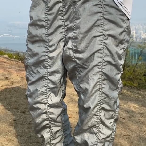 Shirring Jogger Pants (Silver)