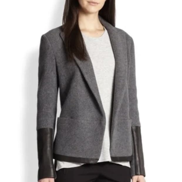 2 띠어리 안토니토 캐시미어 양가죽 혼방 오픈 블레이저 자켓