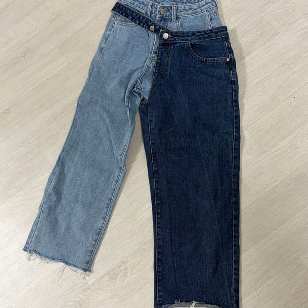 언발 2컬러 데님 팬츠