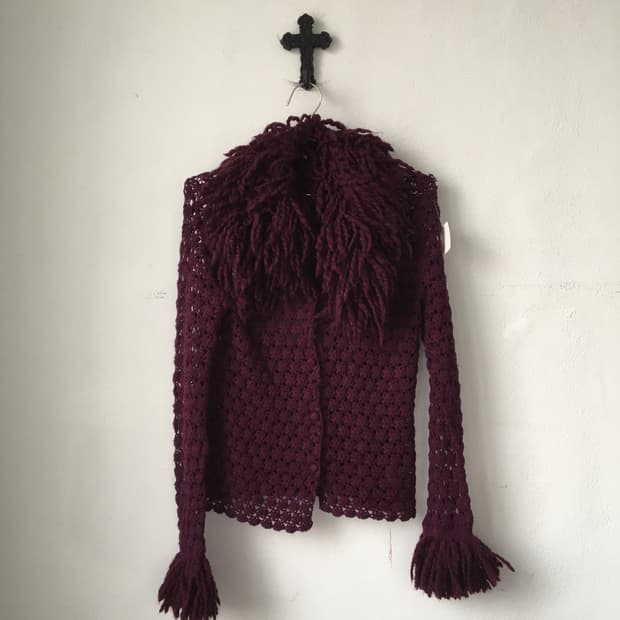 Fluffy point knit cardigan