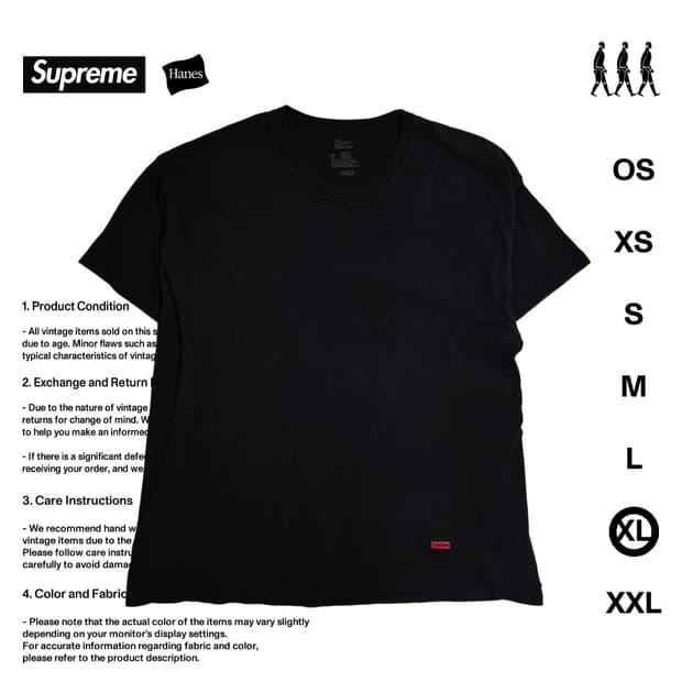 슈프림 X 헤인즈 반팔 티셔츠 XL사이즈