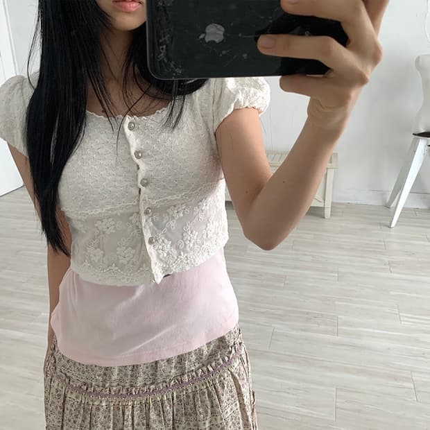 ROJITA Ivory Romantic Cropped Cardigan