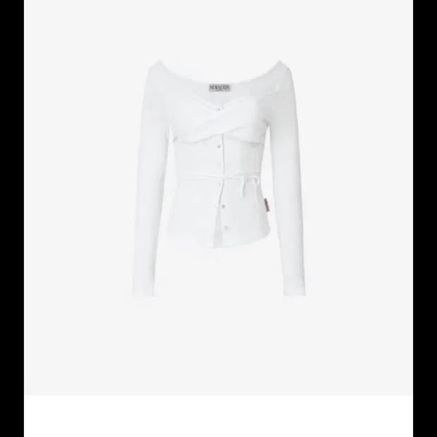 뉴얼린 로지 트위스트 버튼 탑 화이트