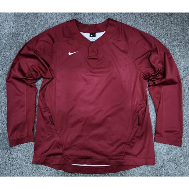 나이키 마룬 부분매쉬 풀오버 바람막이 웜업 L