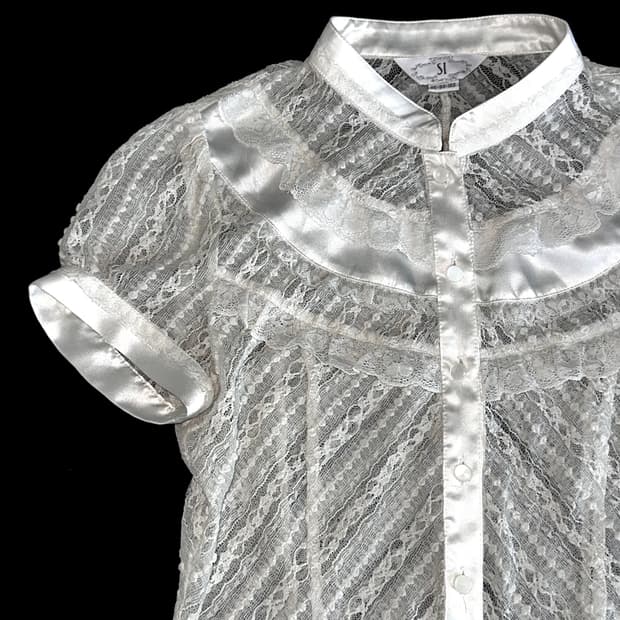 빈티지 시스루 레이스 블라우스