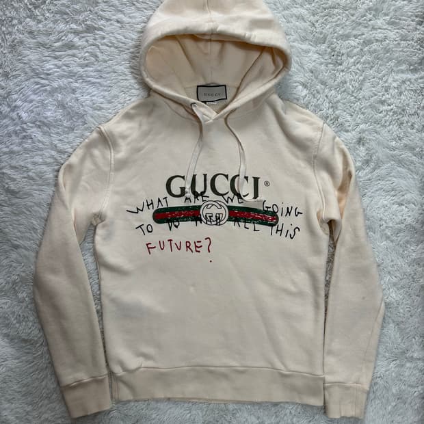 구찌 프린팅 아이보리 후드티