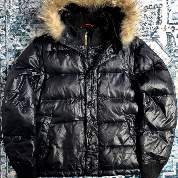 일본 빈티지 y2k 라쿤 퍼 패딩 다운 점퍼