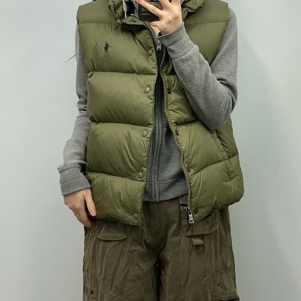 폴로 랄프로렌 카키 조끼 패딩