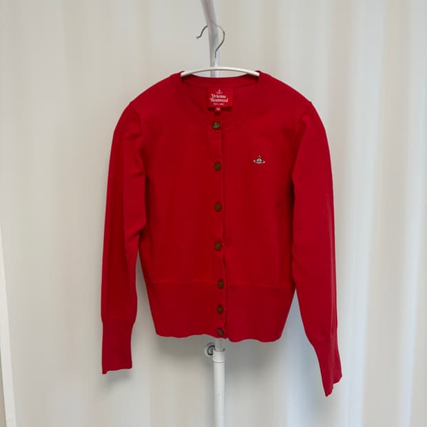 비비안웨스트우드 코튼 레드 가디건