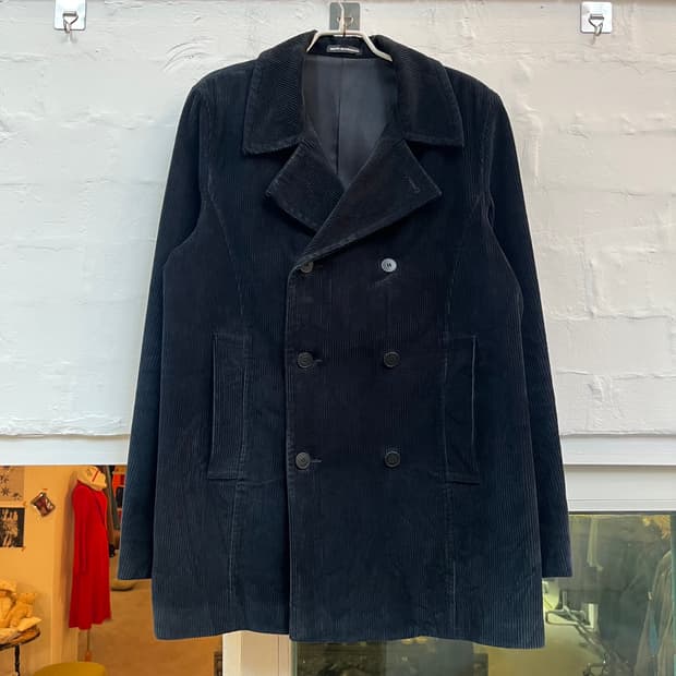 Agnes b Homme 코듀로이 더블 브레스트 블레이저 네이비 50