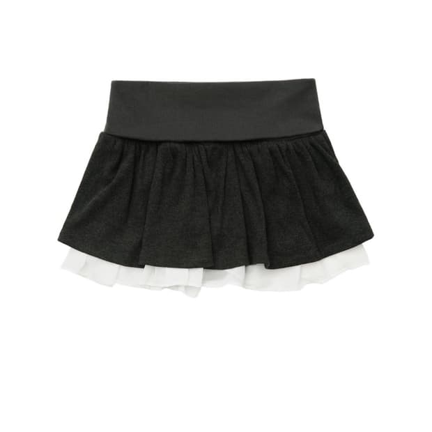 포니즈 PONNIES COZY SHIRRING SKIRT CHARCOAL
