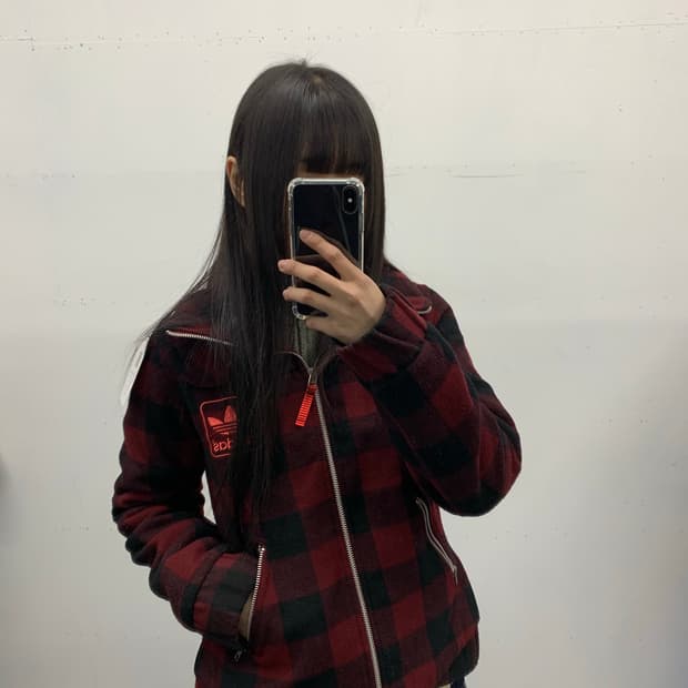 아디다스 울 체크 자켓