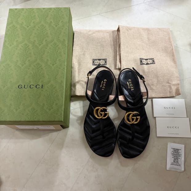새상품(230)구찌 더블G 샌들 블랙