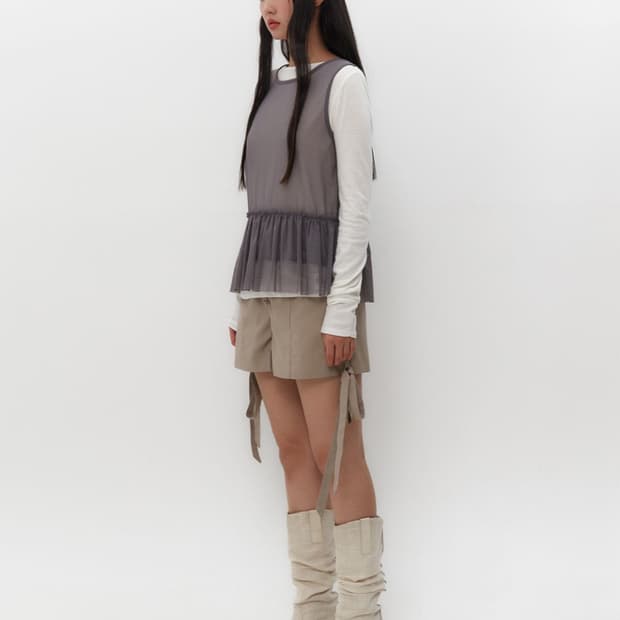 Tuomio FRILL LAYERED VEST [GREY]