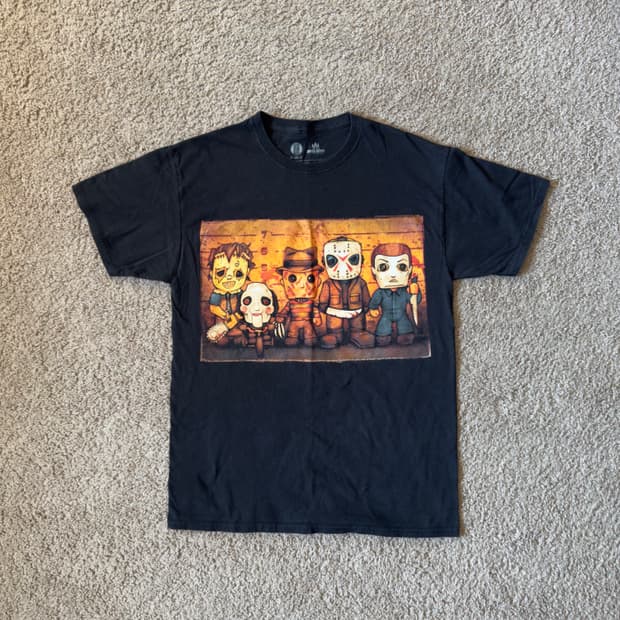 빈티지 공포영화 호러 캐릭터 매쉬업 티셔츠