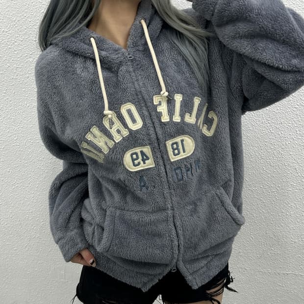 후아유 센터로고 딥소라 후리스 후드집업 S