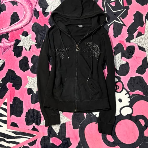 Y2K cubic embroidery hoodie zip-up