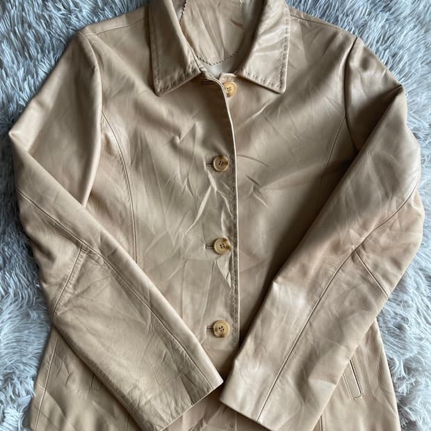 아이보리 베이지 여성 양가죽 자켓