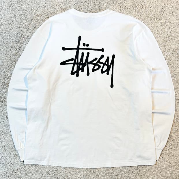 스투시 STUSSY 베이직 로고 롱슬리브 긴팔 화이트