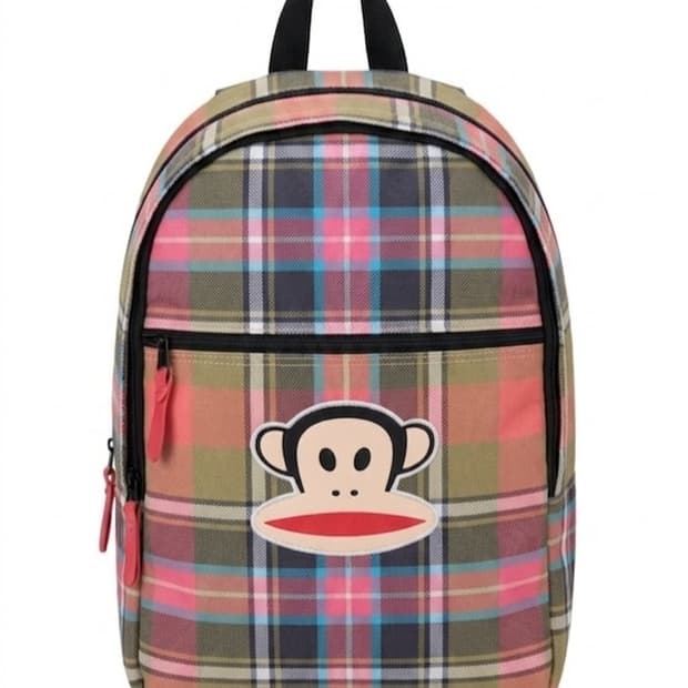 폴프랭크(Paul Frank) 시그니처 원숭이 체크백팩/y2k빈티지