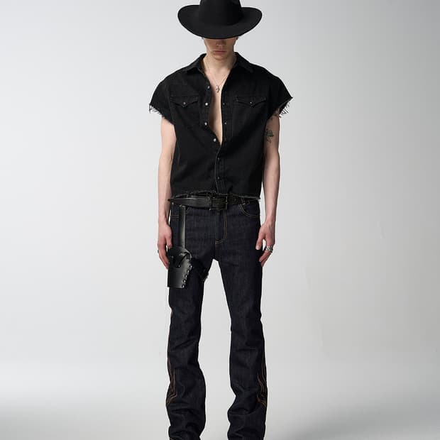 Kirr 데님 블랙 셔츠 L