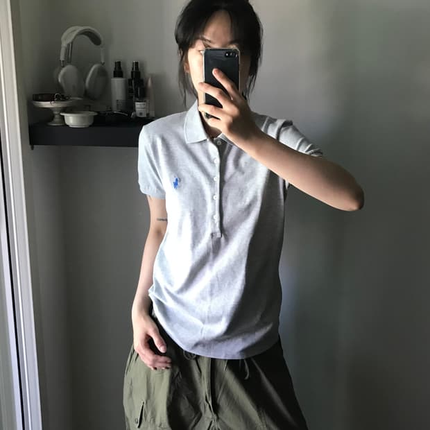 폴로 랄프로렌 포니 로고 그레이 여성라인 카라티