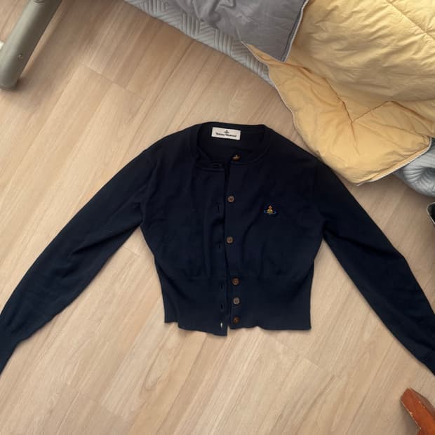 (W) 비비안 웨스트우드 베아 크롭 가디건 네이비 S