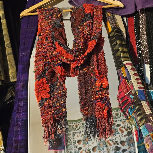 입체 레드꽃 머플러