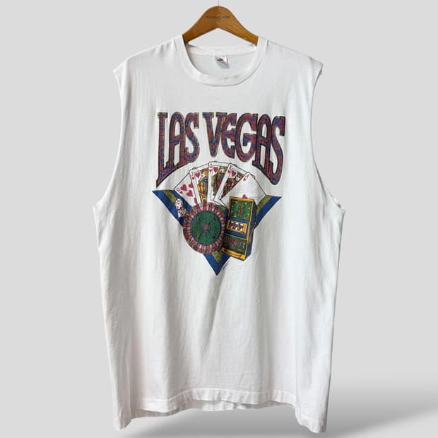 (2XL)90s 빈티지 라스베가스 슬리브리스 티셔츠