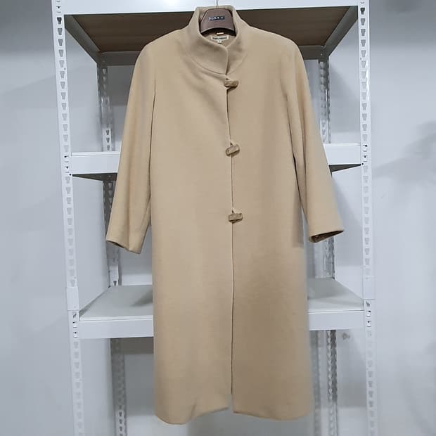 일본 빈티지 앙고라 베이지 하이넥 롱 떡볶이 코트