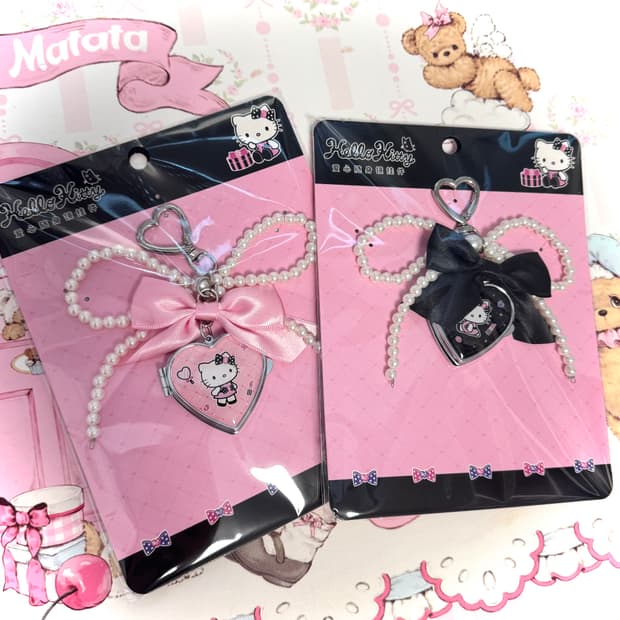 미니소 키티 하트 거울 키링