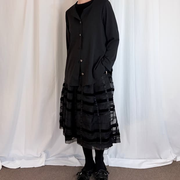 Round Neck Soft Cardigan - Black