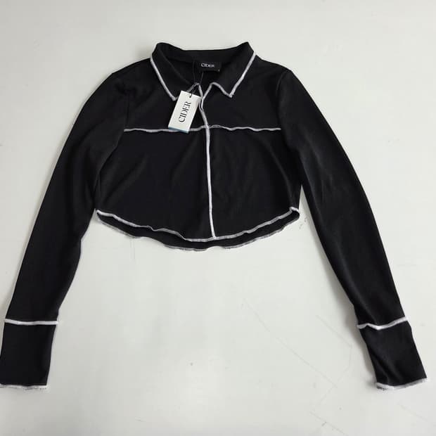 CIDER 스티치크롭셔츠 블랙 S