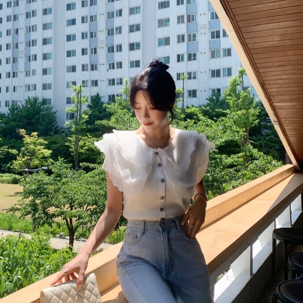 빅카라 반팔 니트