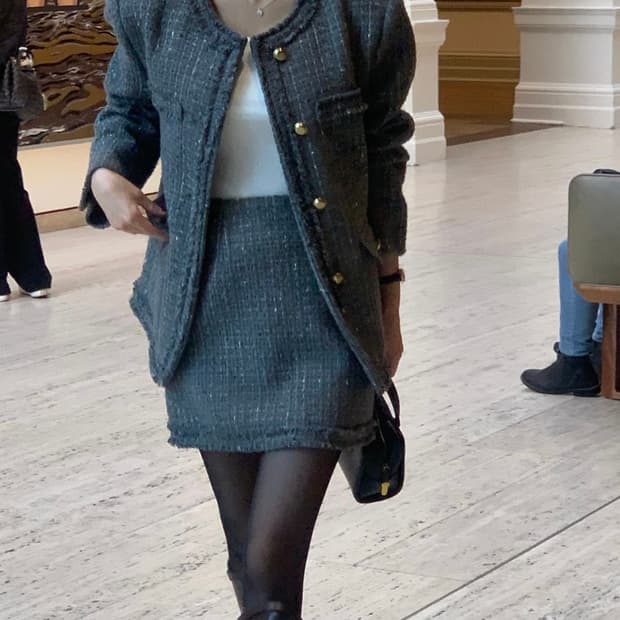 메리온 샤이어 트위드 자켓 스커트 세트 새상품