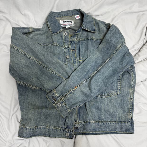 [40] 휴스턴 재팬 유에스 코튼 데님 셔츠 자켓 블리치