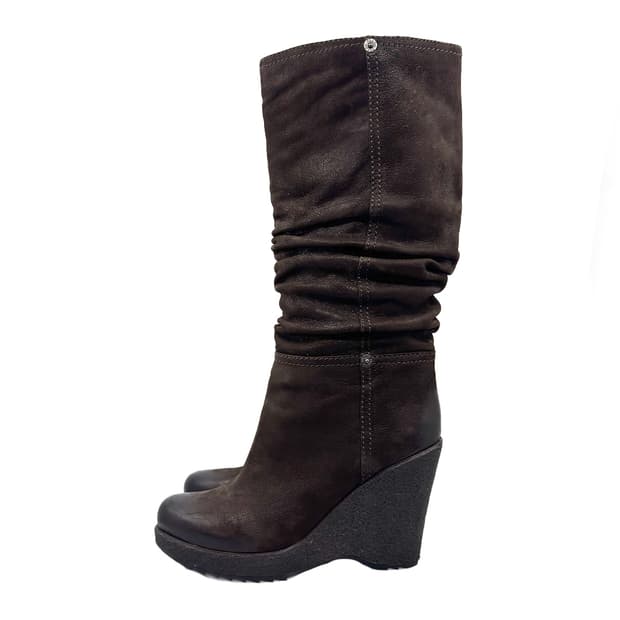 Prada Wedge Heel Slouch Knee Boots/ 38.5