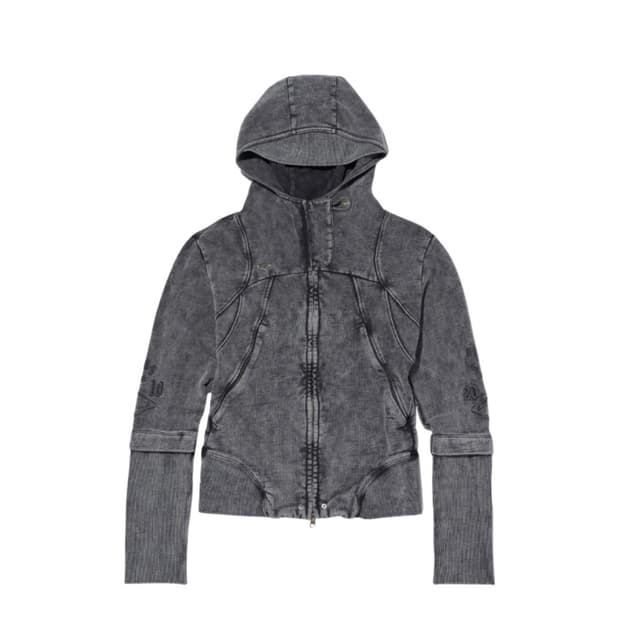 미스치프 컷오프 후드집업 차콜