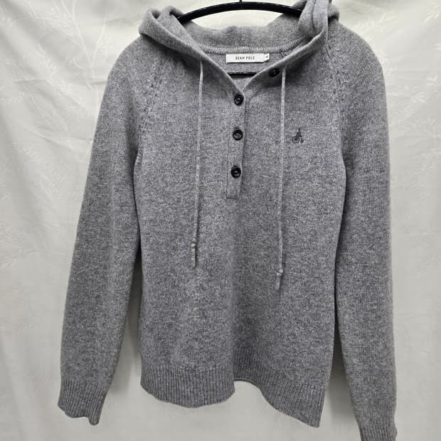 빈폴 여성용 그레이 후드 울 니트