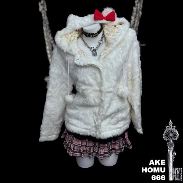 아케호무 산리오 2014 헬로키티 갸루 리본 퍼자켓 