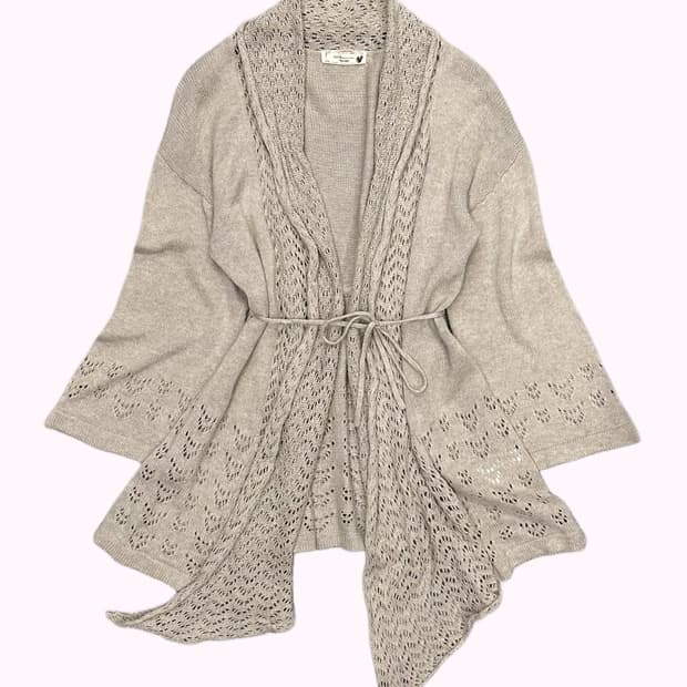 oatmeal crochet mori cardigan