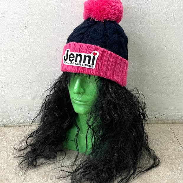 Jennie's system pink cherry beanie