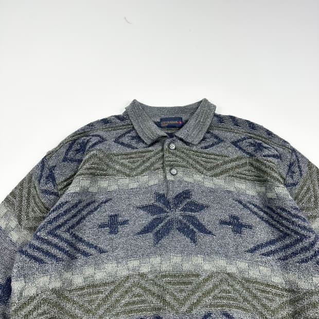 VTG 빈티지 노르딕 패턴 카라 니트 (M)