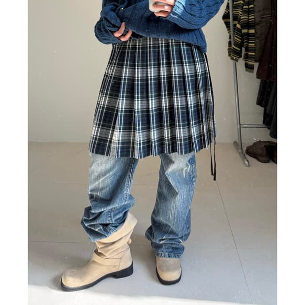 빈티지 체크 스커트