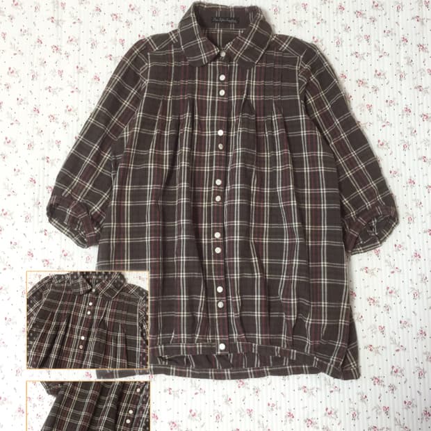 빈티지 모리걸 펌킨핏 홍콩 블라우스