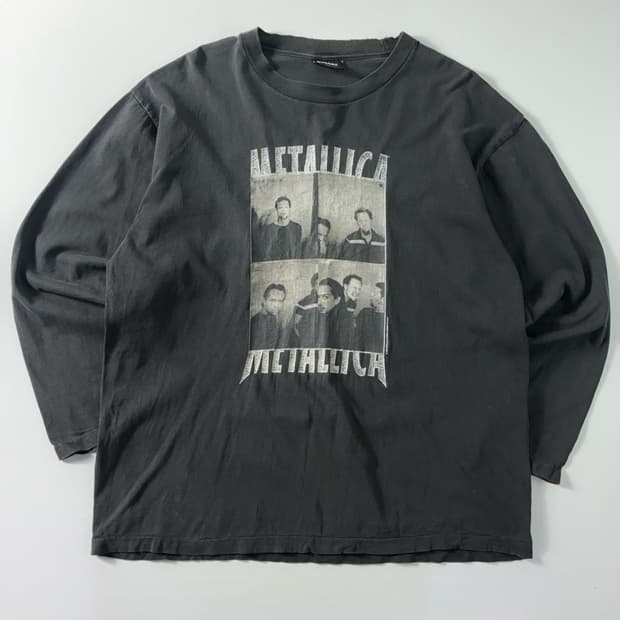 Vintage 00,s 메탈리카 프린팅 차콜 롱슬리브 티셔츠