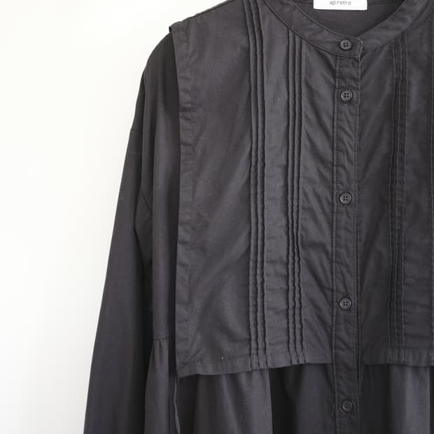 블랙 셔츠형 롱 원피스