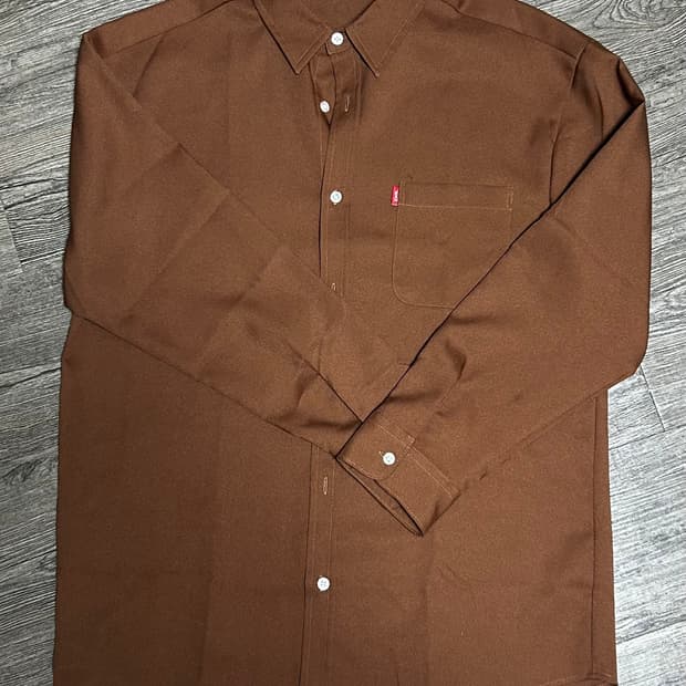 오버핏 브라운 포켓 셔츠 (L~XL)