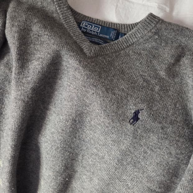 폴로랄프로렌 브이넥 니트 그레이 L
