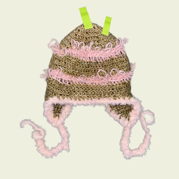 Handmade fluffy earflap beanie